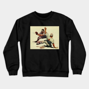 Vintage Sports Baseball, Player Sliding Safe into Home Plate Crewneck Sweatshirt